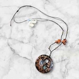 Free People Black and Brown Pendant Necklace NWT